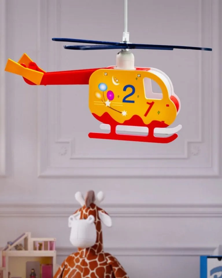 Lustra Copii E27, 8w, Rosu/Galben, Helicopter 1, Kelektron