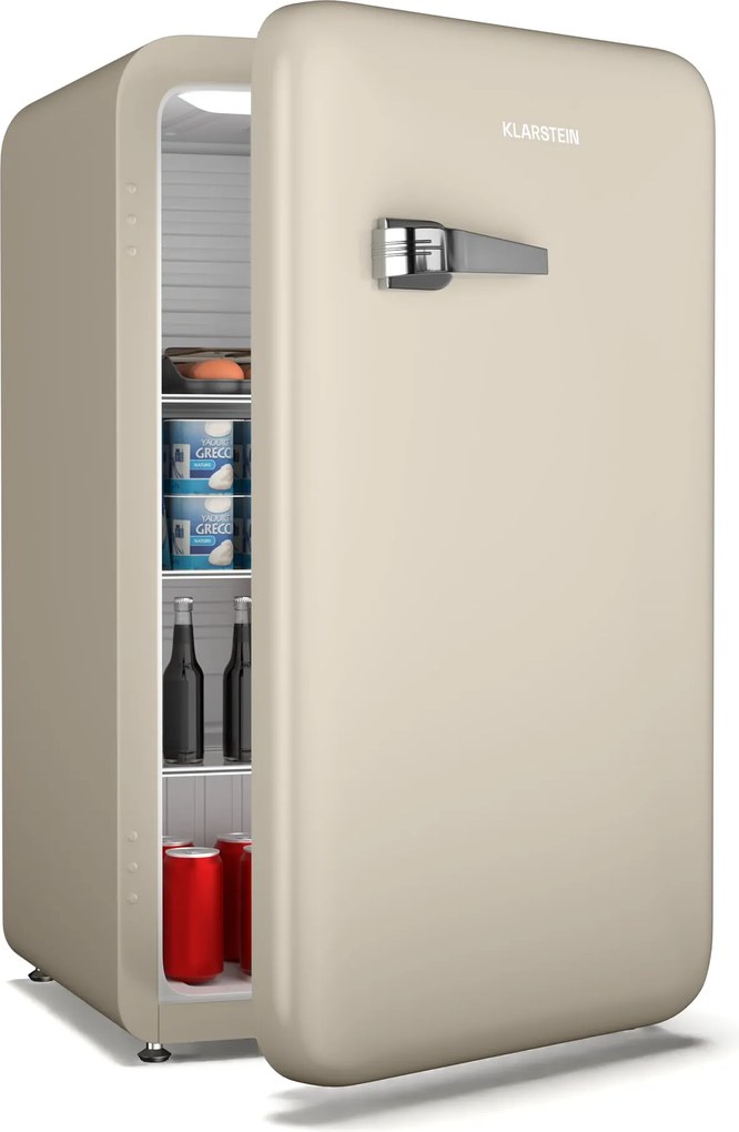 Klarstein Audrey Evo frigider, 112 l, design retro, silențios, compact, disponibil în 3 culori.