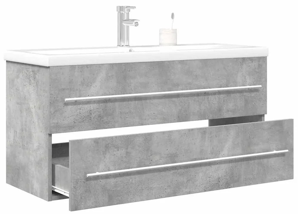 vidaXL Set mobilier de baie, 2 piese, gri beton, lemn compozit