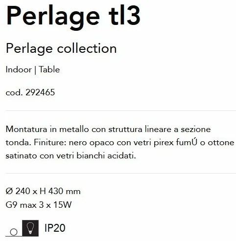 Veioza moderna Perlage tl3 negru/fumuriu