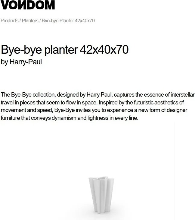 Ghiveci de flori / Jardiniera plante design decorativ modern pentru amenajari interioare si exterioare, BYE-BYE PLANTER 58004R Vondom