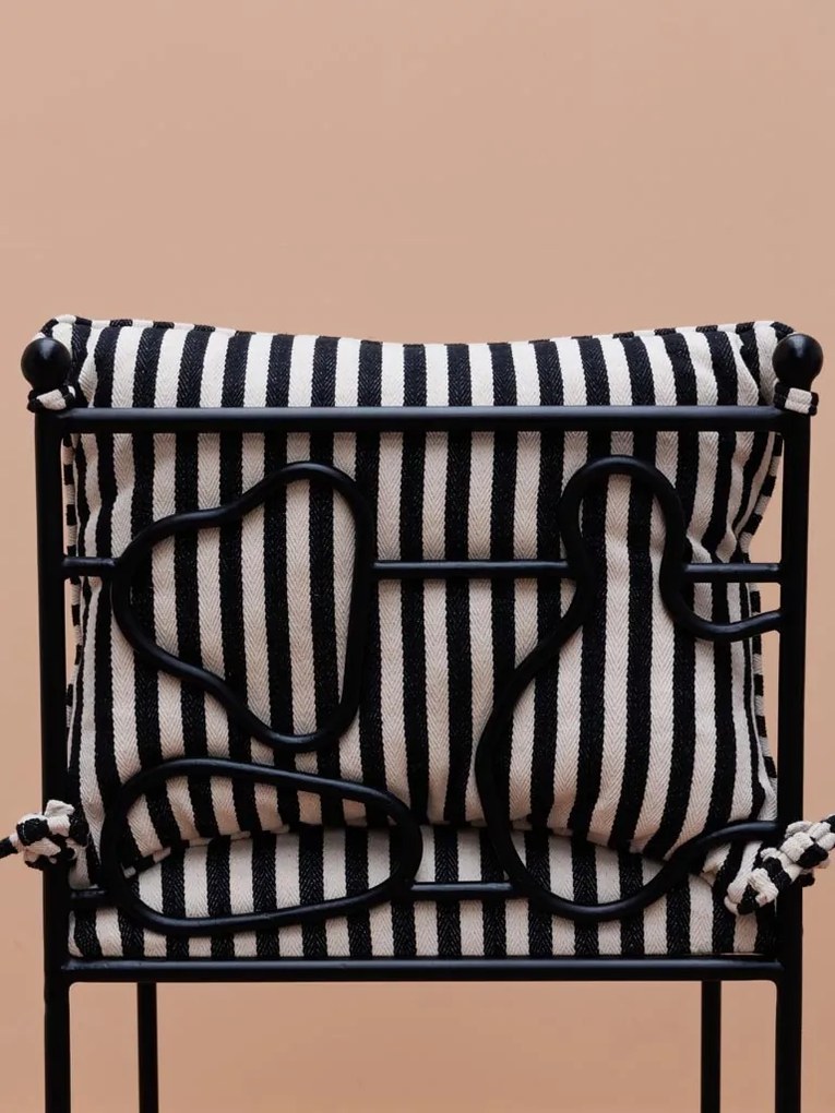 Scaun de bar cu dungi, din bumbac si metal, Abstract Springs