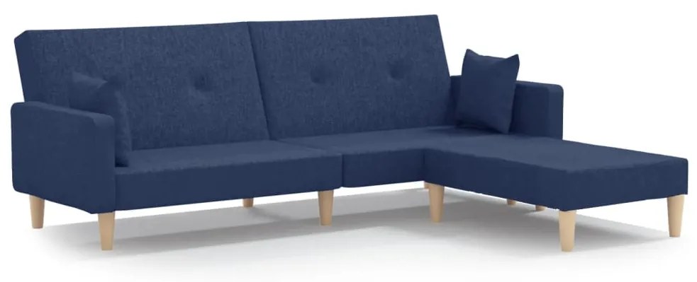 3080517 vidaXL Canapea extensibilă 2 locuri, cu taburet, albastru, textil