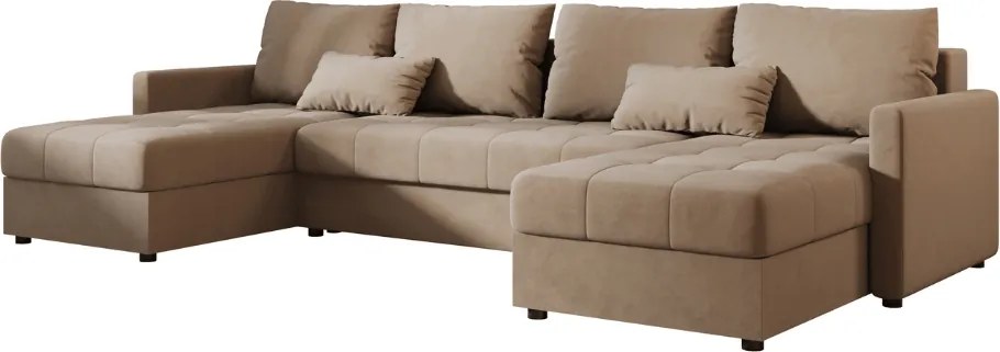 OFERTA Set canapea extensibila in forma de U VENORIA 285x146 cm, bej + 2 perne GRATUIT Calitatea II