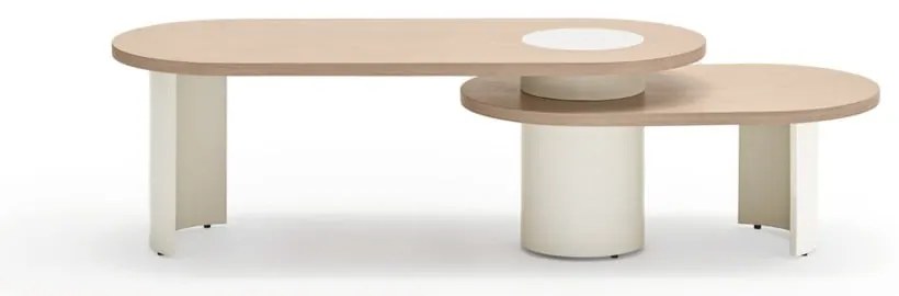 Măsuță de cafea crem/în culoare naturală cu aspect de lemn de frasin 50x120 cm Nori – Teulat