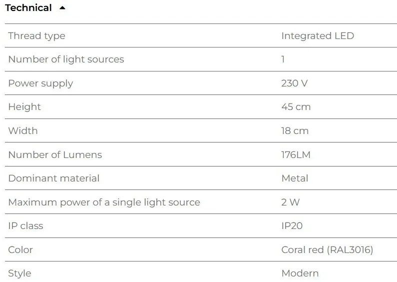 Lampa de masa LED design minimalist ENIGMA, Coral red