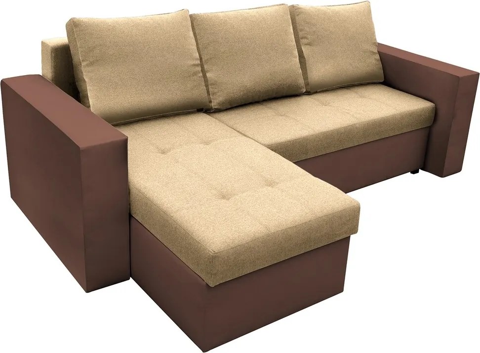 Coltar extensibil Toledo, 226x145x79 cm, 2 lazi depozitare, Reversibil, Maro/Crem