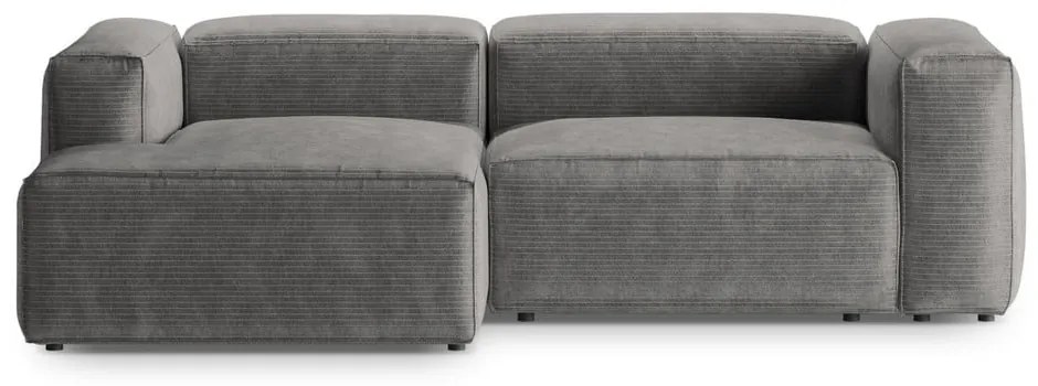 Colțar gri deschis cu tapițerie din catifea reiată (cu colț pe partea stângă/cu șezlong) Bergamo – Cosmopolitan Design