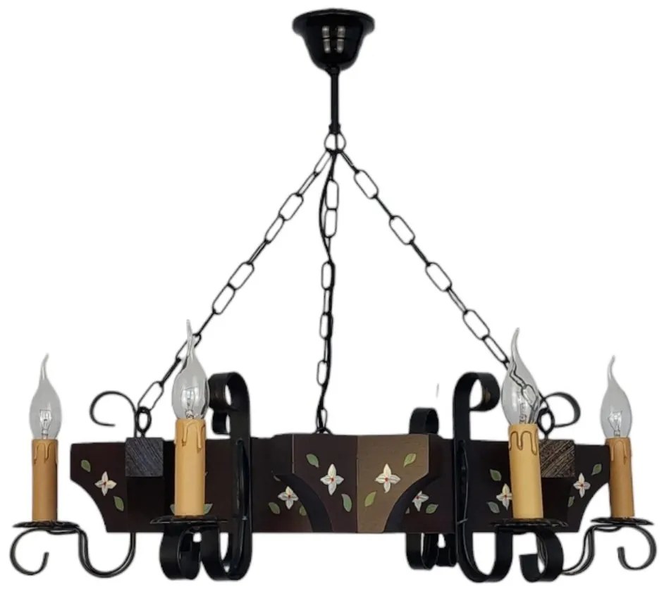 Candelabru fabricat manual din lemn pictat Queen 6L