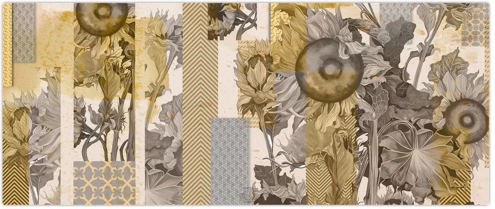 Tablou - Colaj cu floarea-soarelui (120x50 cm)