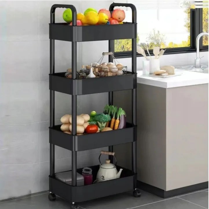 OFERTA Raft pe roti POZIO 37x22x95 cm negru II.calitate