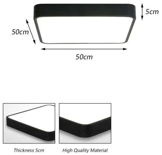 Plafonieră LED Brilagi POOL SQUARE LED/48W/230V 3000/4500/6000K 50x50 cm negru