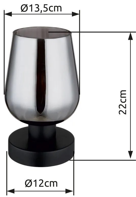 Veioza/Lampa de masa design modern RYAN negru/fumuriu