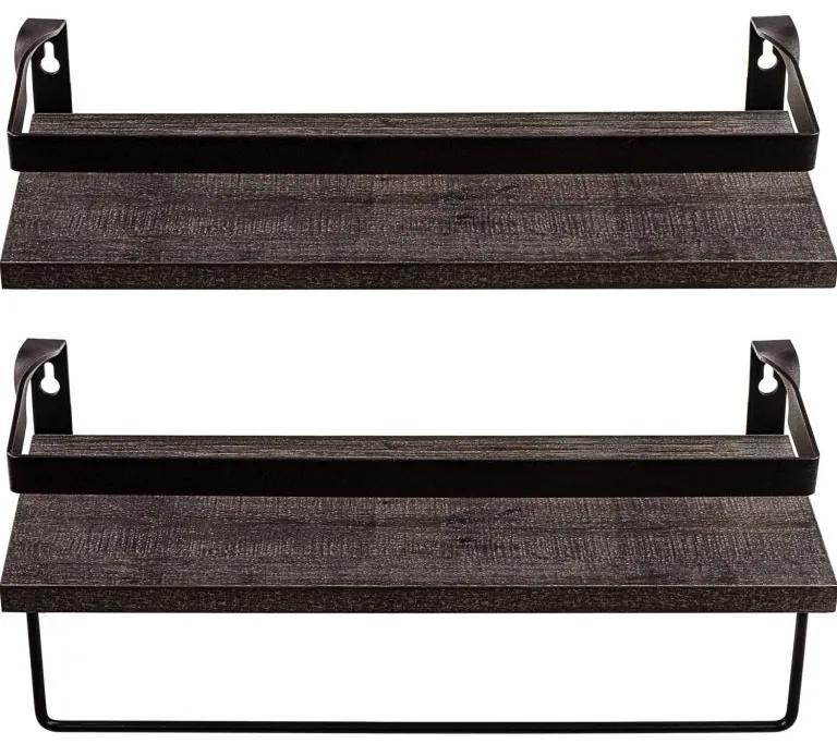 Set de 2 rafturi de perete STILISTA  Volato Duo, 40 cm,negru