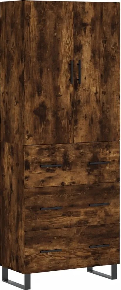 vidaXL Dulap înalt, stejar fumuriu, 69,5x34x180, lemn compozit