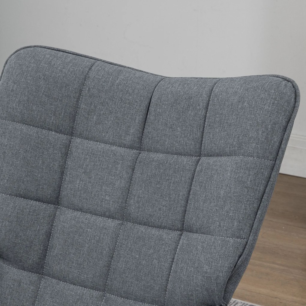 HOMCOM Scaun cu leagăn cu taburet, confortabil, până la 130 kg, aspect de in, 64x89x90cm, Gri | Aosom Romania