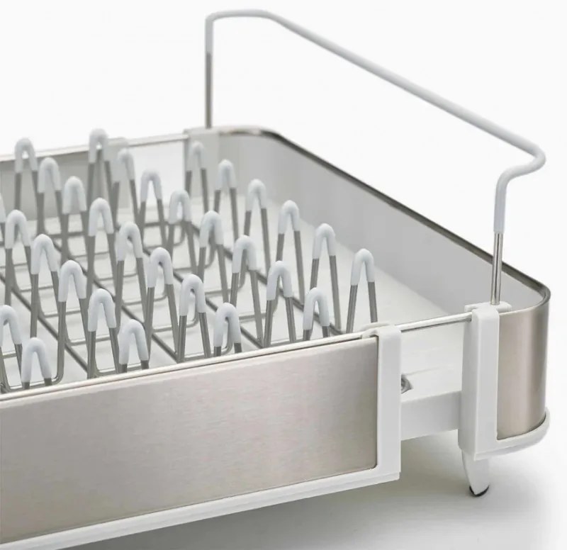 Uscator de vase Joseph Joseph Extend 851692, Extensibil, Drenaj, Suport ustensile si tacamuri detasabil, Sampanie/Alb