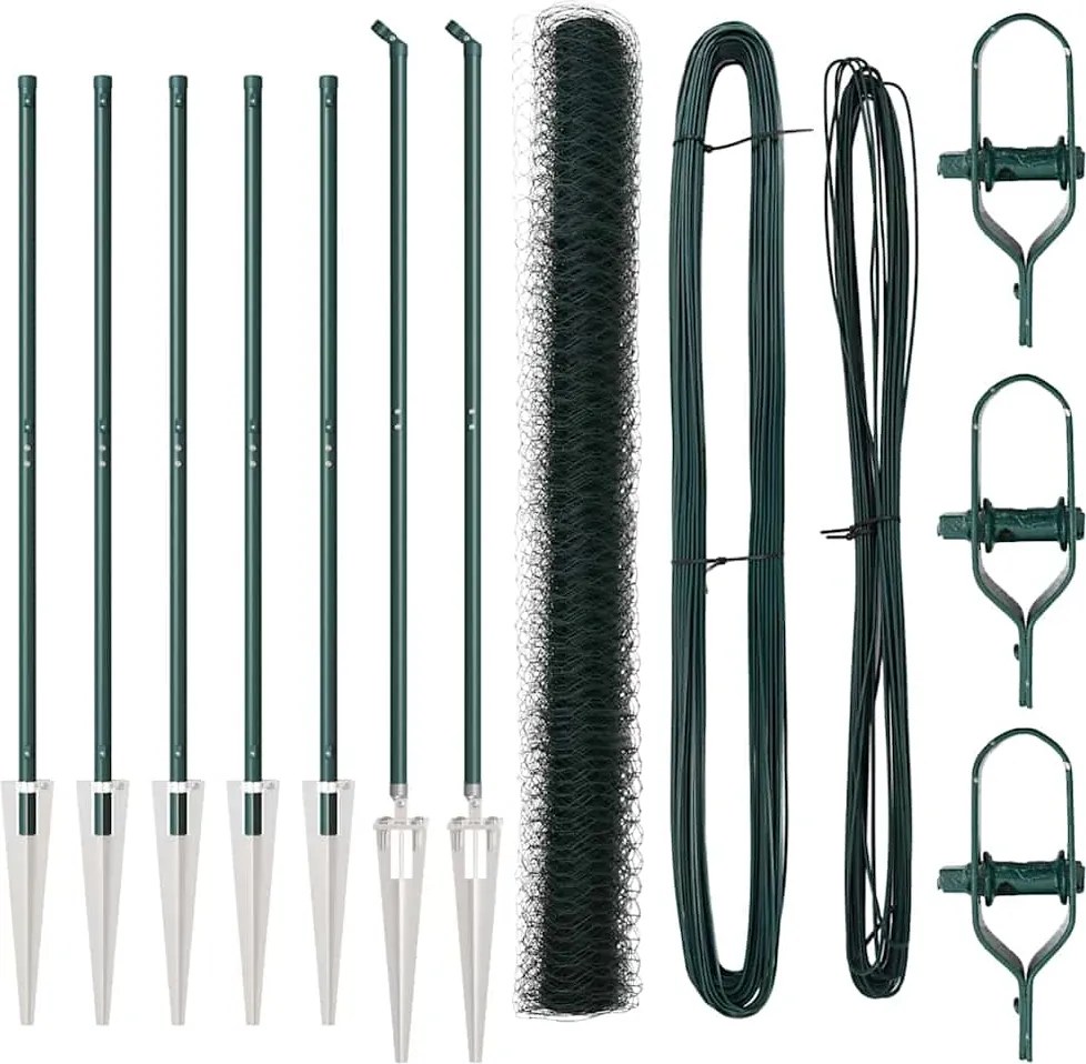 vidaXL Stâlp de gard. Verde 10 x 1,6 m (plasă de 36 mm) Oțel și PVC