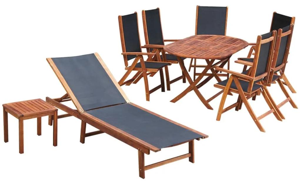 42649 vidaXL Set mobilier de exterior cu perne 9 piese, lemn masiv de acacia