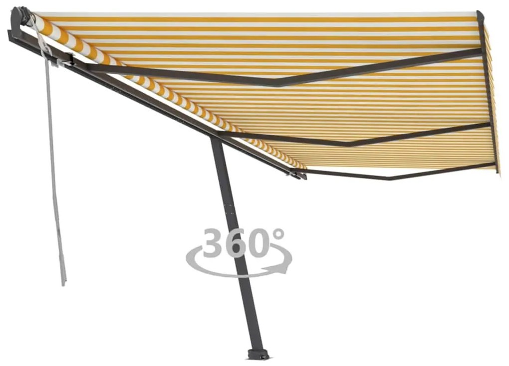vidaXL Copertină autonomă retractabilă manual, galben&amp;alb, 600x300 cm