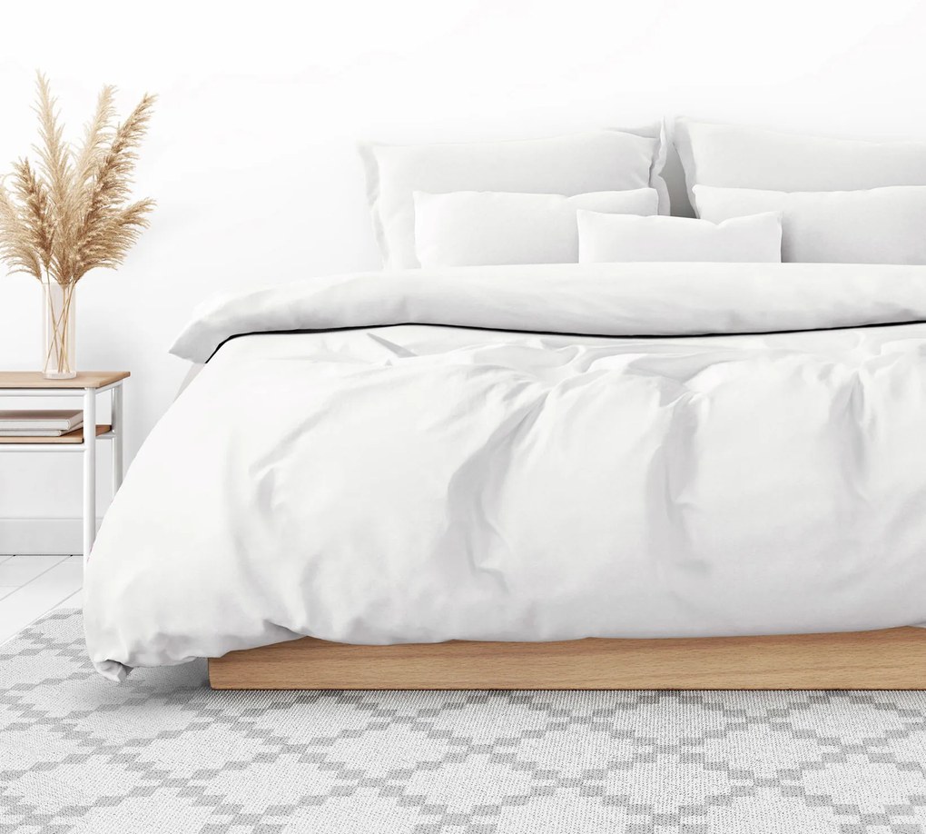Goldea lenjerie de pat 100% bumbac satinat de lux - albă 140 x 200 și 50 x 70 cm