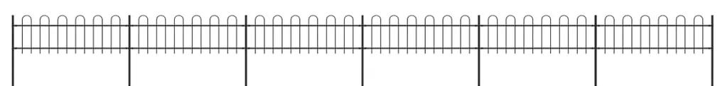 Gard de gradina cu varf curbat, negru, 10,2 x 0,6 m, otel 1, 0.6 m, 10.2 m