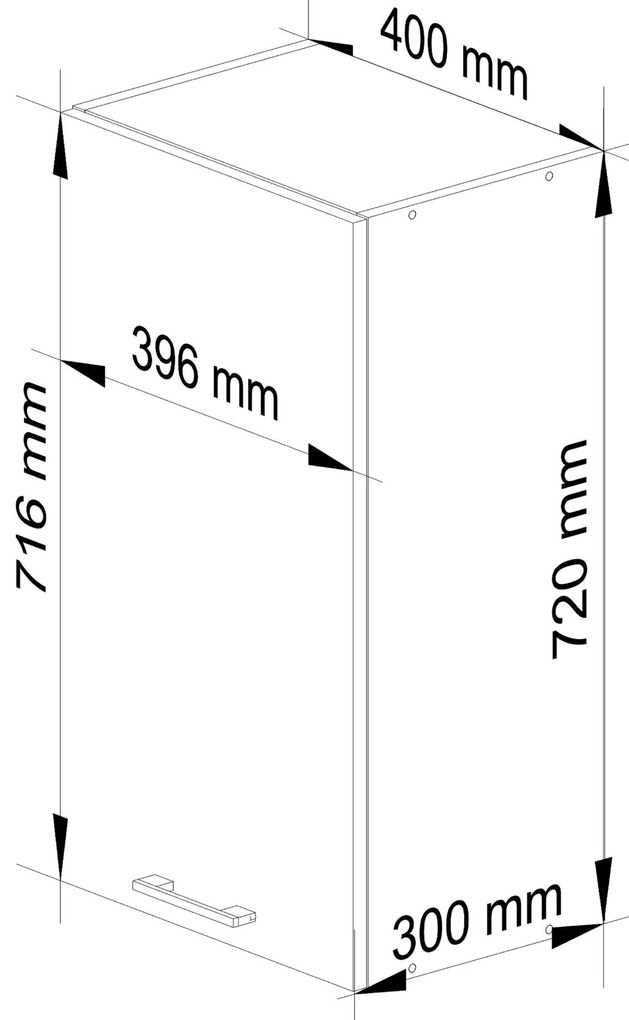 Dulap superior de bucătărie Ozara W40 H720 (alb + cappuccino lucios). 1071185