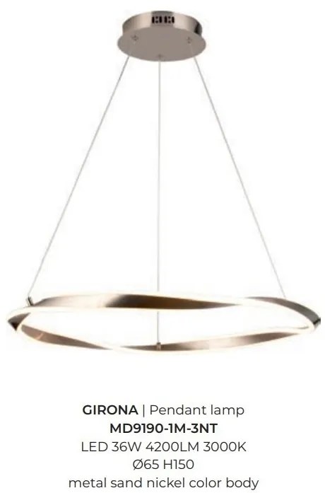 Lustra suspendata LED design circular GIRONA 65cm