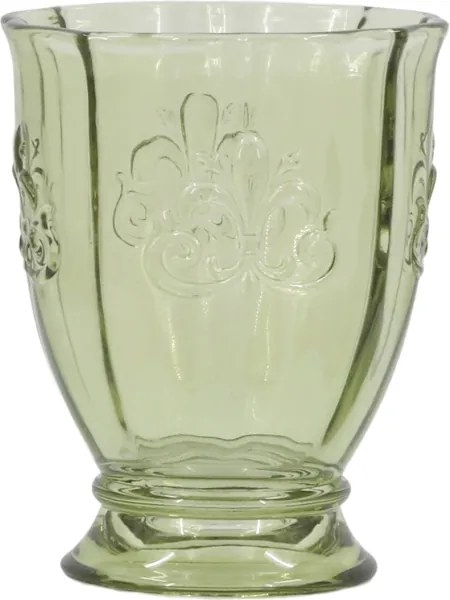 Pahar din sticlă, verde olive, cu model decorativ, „Saint-Émilion", 8,5 x 10,5 cm