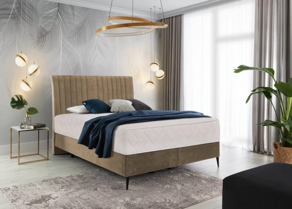 Pat tapitat, boxspring, 180x200 cm, Blanca 1, Eltap (Culoare: Bej)