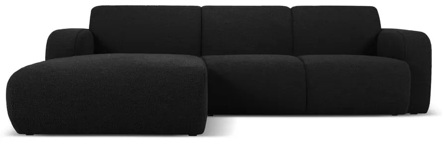 Colțar negru cu tapițerie din stofă bouclé (colț stânga) Molino – Micadoni Home