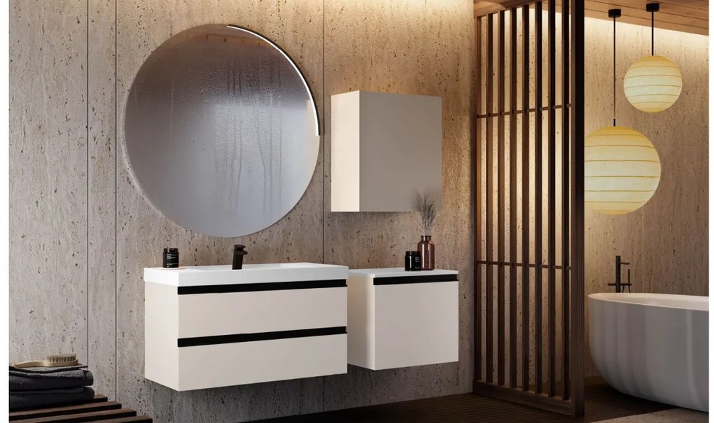 Set mobilier baie (masca suspendata cu 2 sertare si lavoar) Kolpa San Harmony 120x48xH61, gri deschis