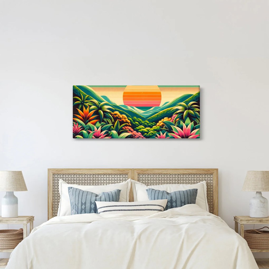 Tablou - Apus de soare multicolor (120x50 cm)