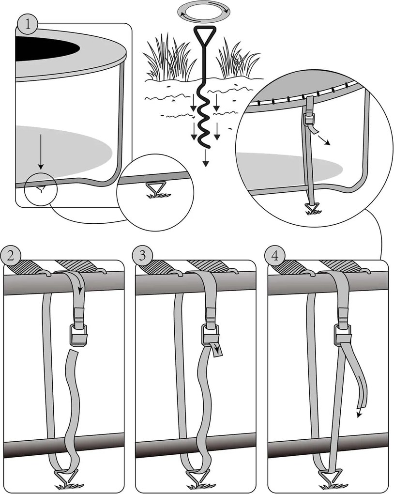 Set de ancore pentru sol, 4 bucăți, 42,5x8,5cm, argintiu Monzana