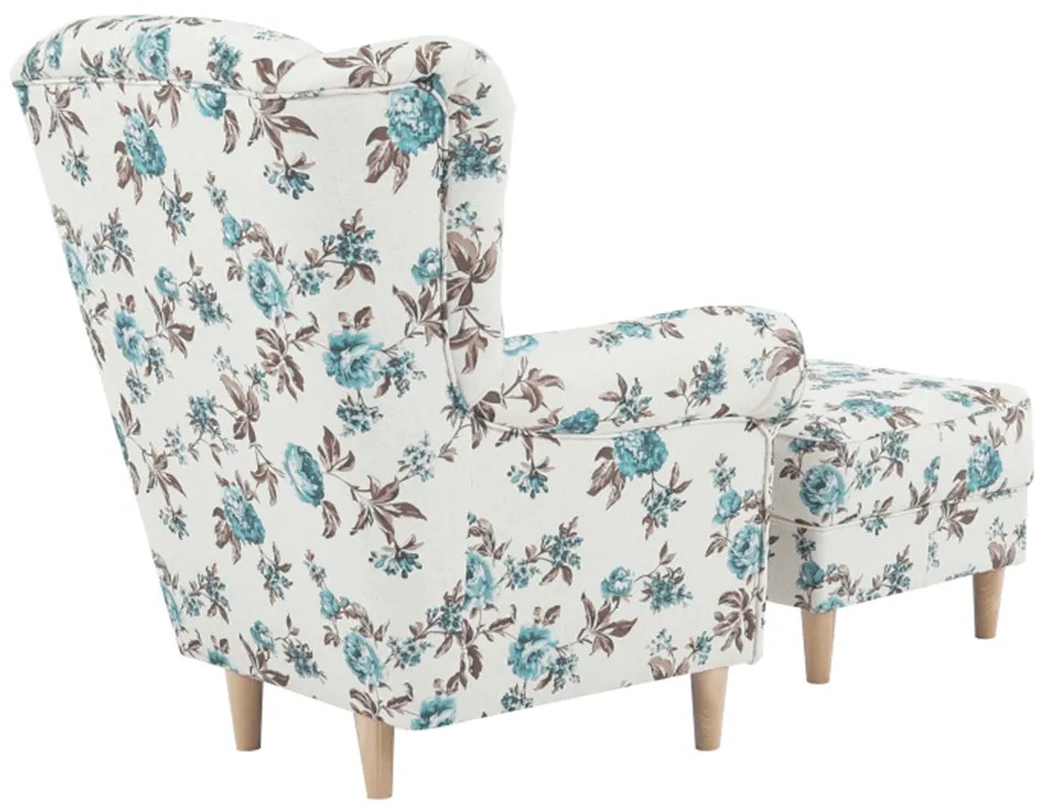 Fotoliu cu taburet, material textil rose 14, ASTRID