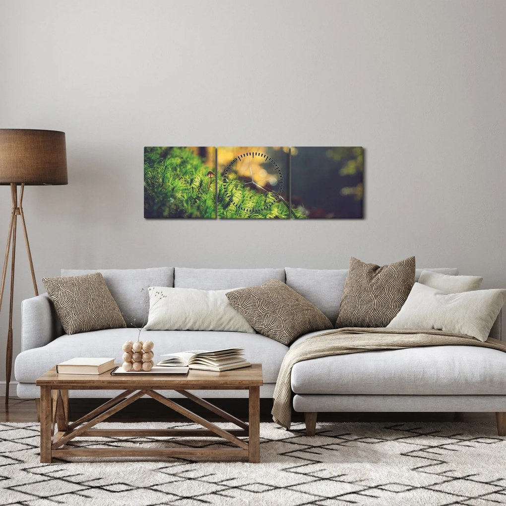 Tablou - Ciupercă și muschi (cu ceas) (90x30 cm)