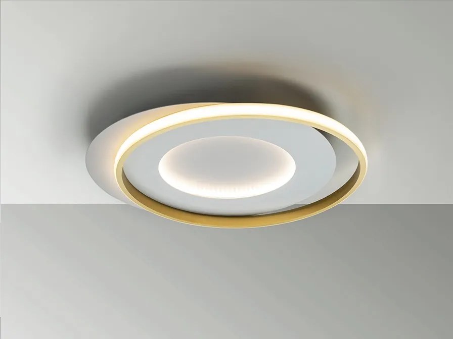 Lustra LED aplicata design modern circular Limbos alb/auriu