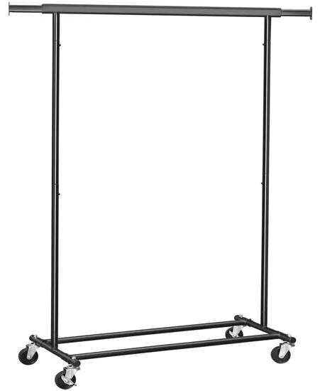 Suport mobil cu roti pentru haine, Songmics, reglabil, metal, negru, max 90 kg, 92x45.4x160 cm