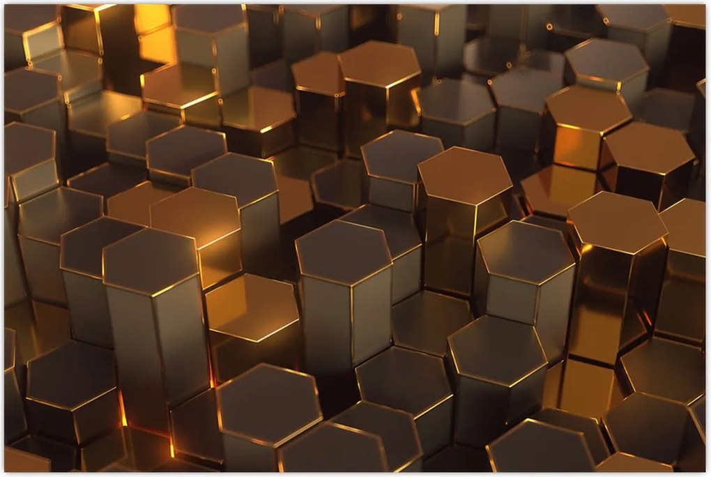 Tablou - Hexagoane de bronz (90x60 cm)