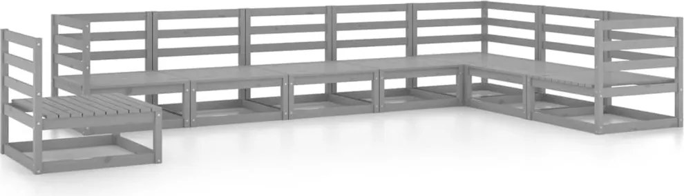 vidaXL Set mobilier de grădină, 8 piese, gri, lemn masiv de pin