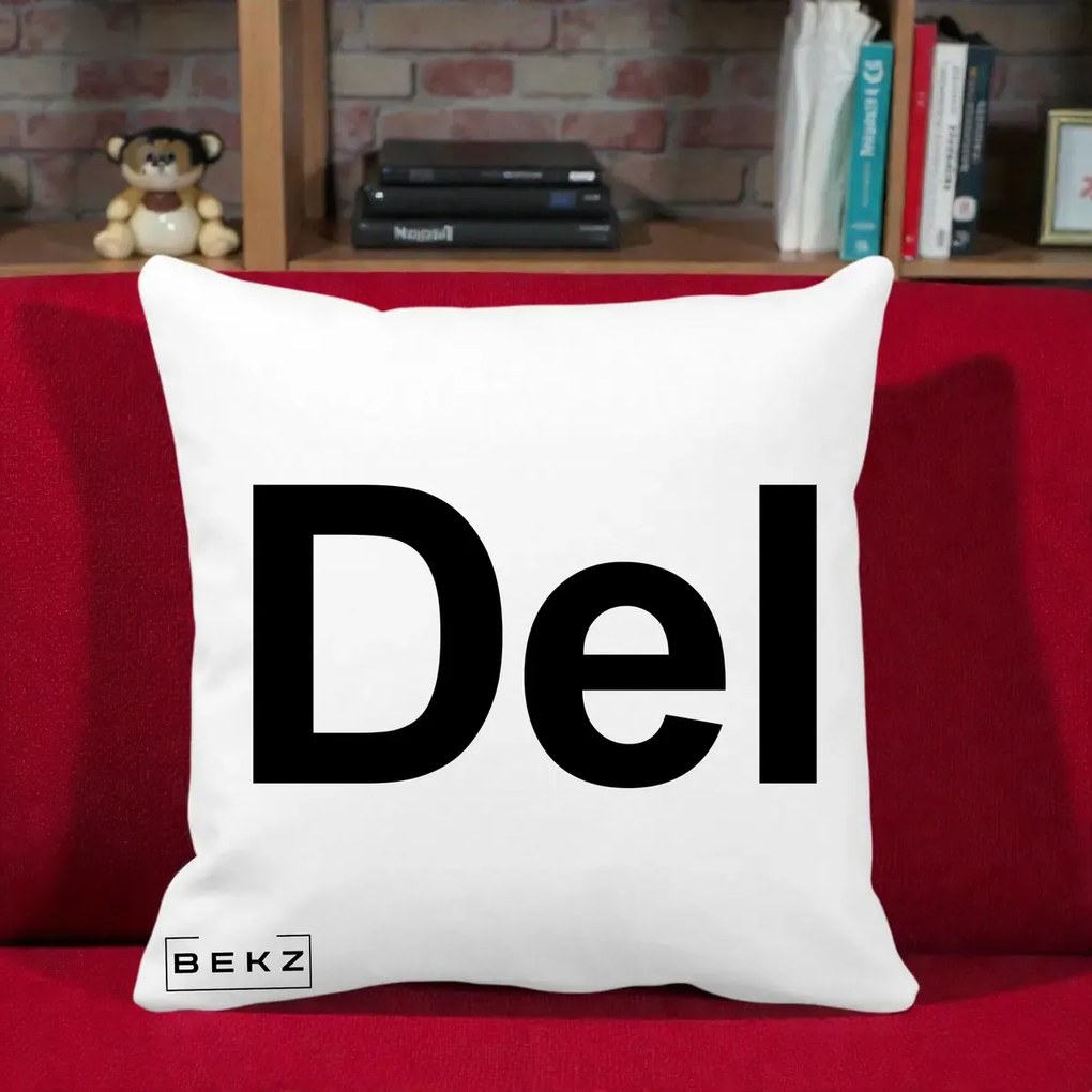Perna Personalizata Tasta Del Tipografie Bold, 40x40 cm, Alba Mata, Husa Detasabila, Perna Inclusa, BEKZ®
