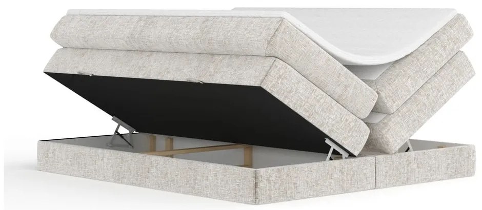 Pat boxspring bej cu spațiu de depozitare/fără tăblie 140x200 cm Juniper – Maison de Rêve
