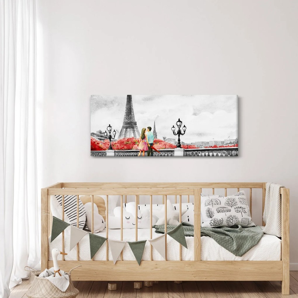 Tablou îndrăgostiții în Paris (120x50 cm)