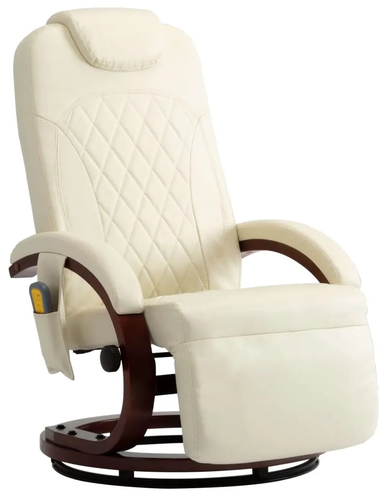 248722 vidaXL Fotoliu de masaj rabatabil pentru TV, alb crem piele ecologică