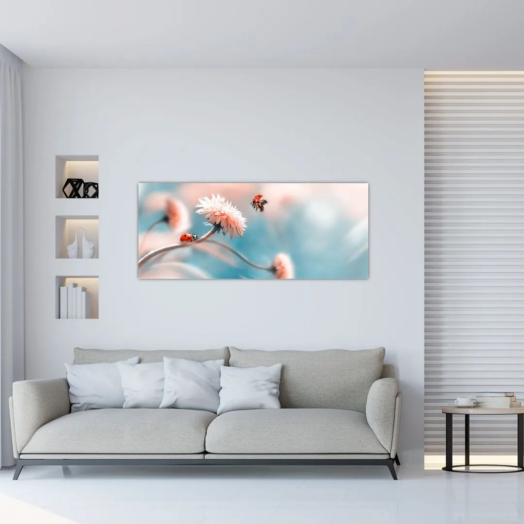 Tablou - Buburuze pe floare (120x50 cm)