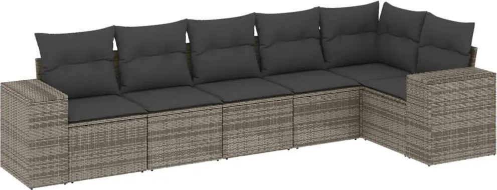 vidaXL Set mobilier grădină cu perne, 6 piese, gri, poliratan