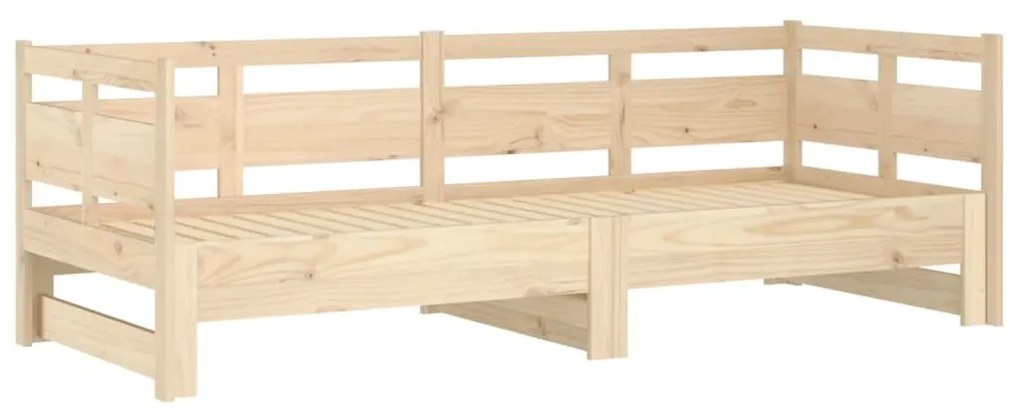 Pat de zi extensibil, 2x(80x200) cm, lemn masiv de pin Maro, 80 x 200 cm