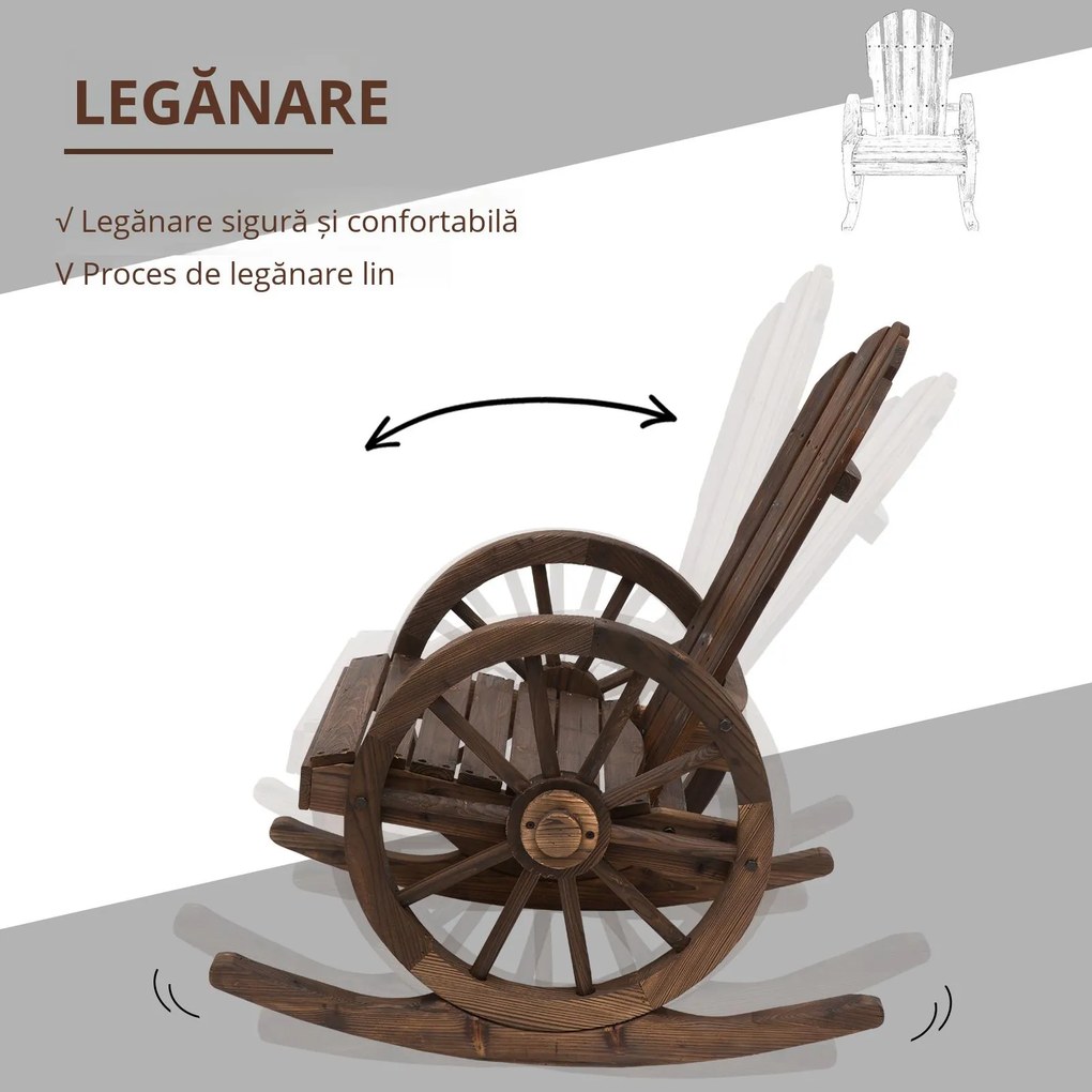 Outsunny Scaun Balansoar de Gradina din Lemn de Molid, Culoarea Lemn 88x68x92cm | Aosom Romania
