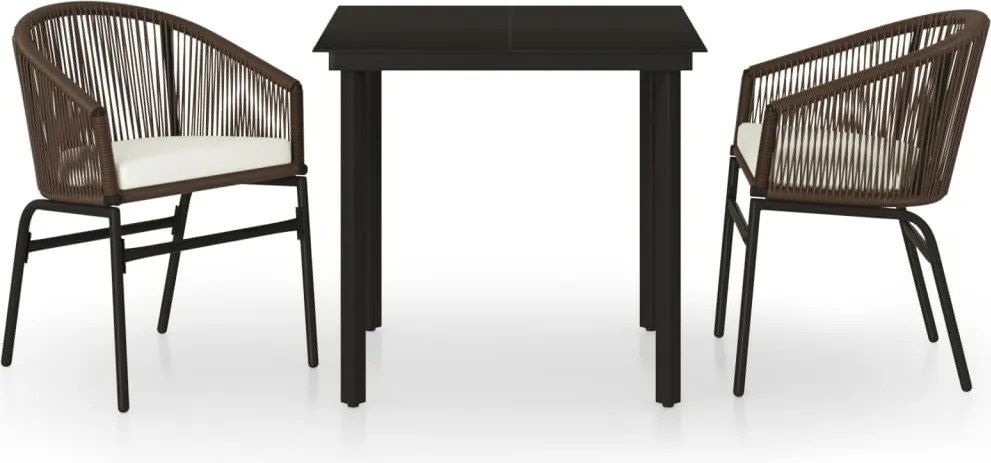 vidaXL Set mobilier de grădină, 3 piese, maro