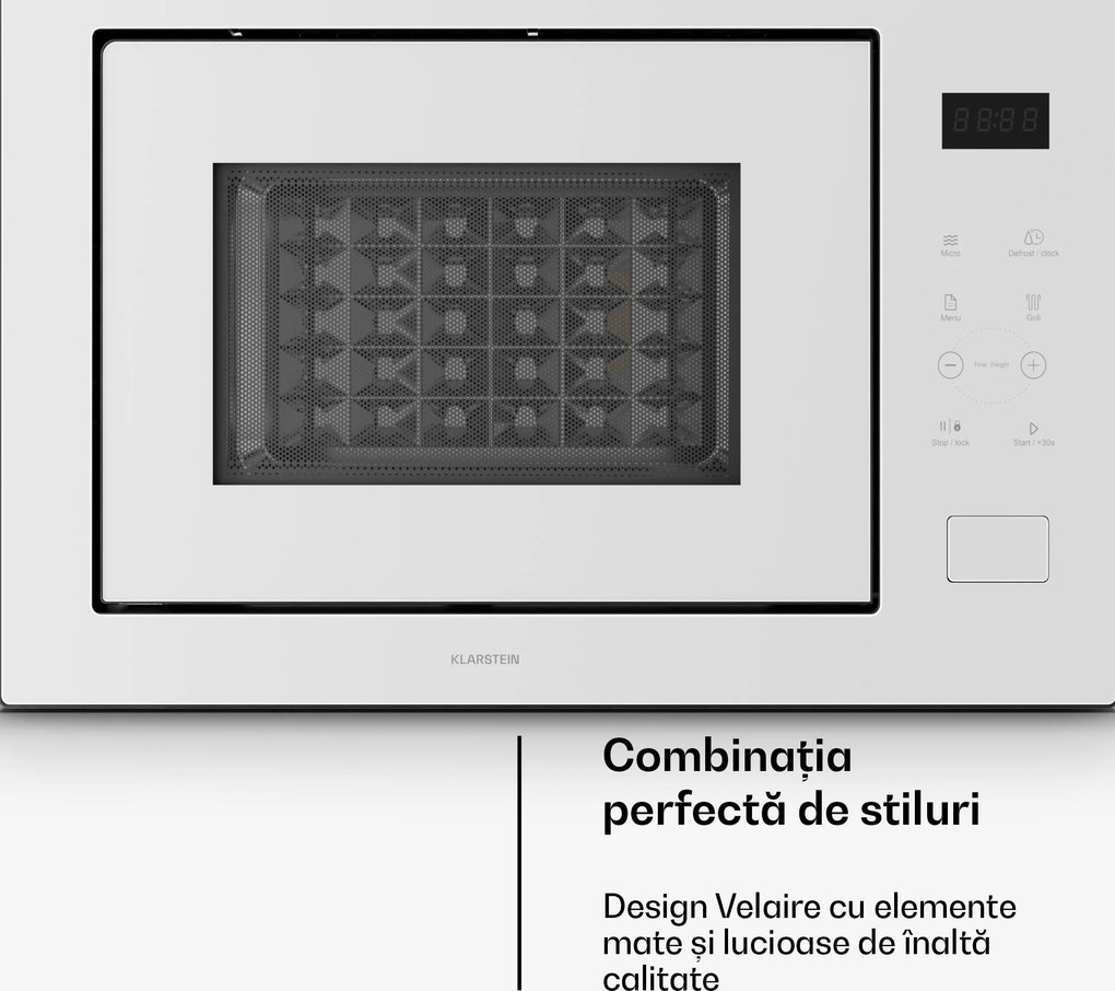 Klarstein Velaire cuptor cu microunde încorporabil cu grill | 1200 W grill | 850 W microunde | 60 cm